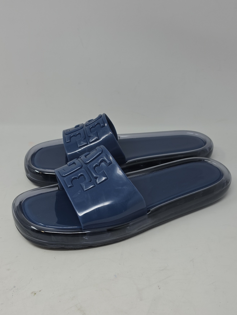 Tory Burch Bubble Jelly Slides Navy  Cushion Waterproof Women's Size 12